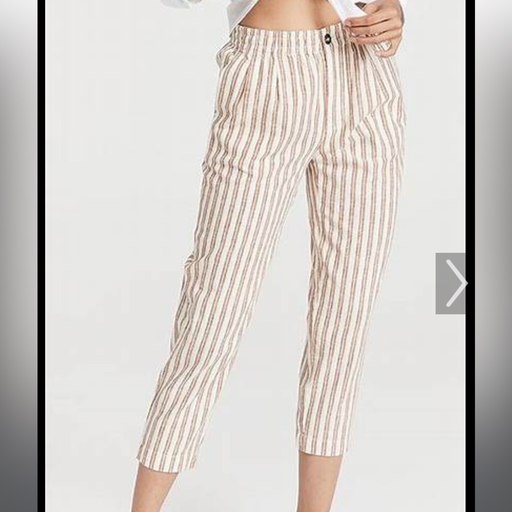 Linen Cotton Blend Track Trouser in Stripe